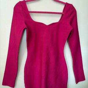Superdown hot pink long sleeve mini dress